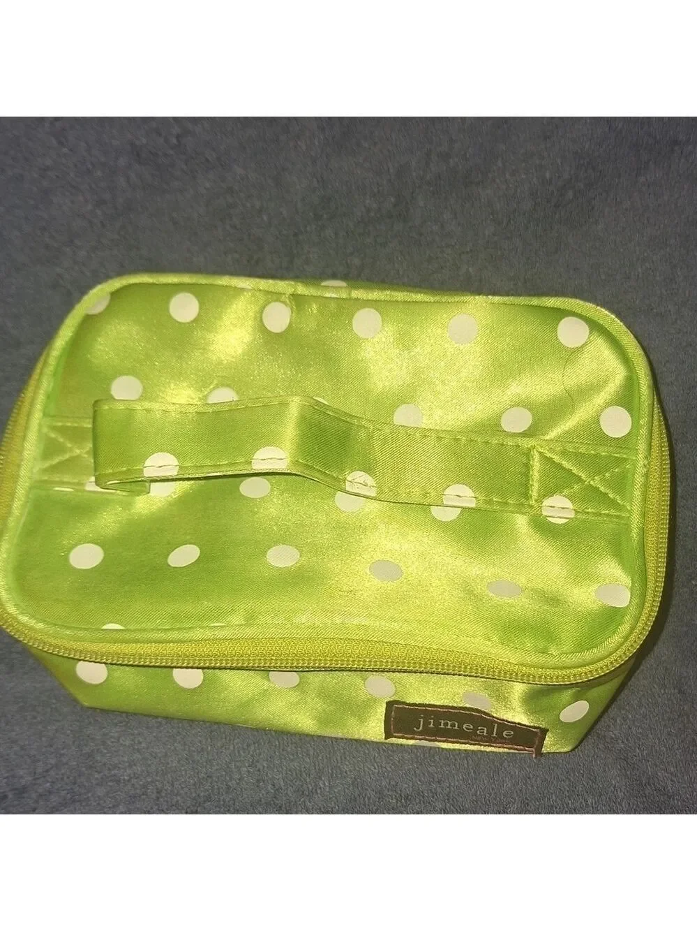 Jimeale Lime Green Polka Dot Makeup Pouch